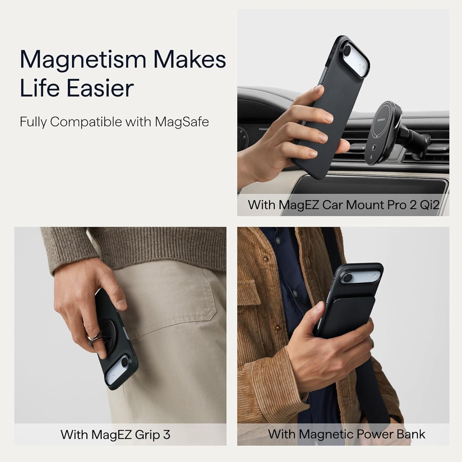 pitaka for iPhone Air Case 6.5", Compatible with MagSafe, Ultra-Slim Case with Caseless Touch Feeling, 600D Aramid Fiber Woven, Black/Grey(Twill) - Image 7