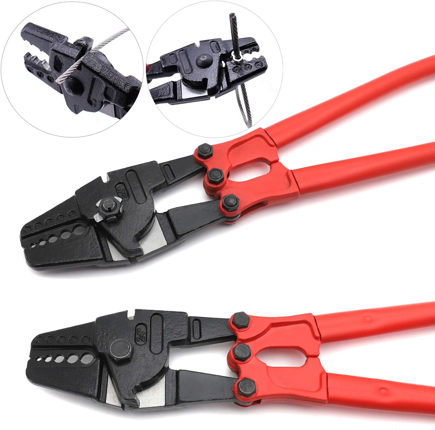 HTTMT- Wire Rope Crimping Tool 24" Hand Swager Crimper Compatiable With 1/16"- 3/16" Copper Aluminium Sleeves [P/N: ET-TOOL030-24-RED]