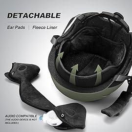 Odoland Ski Helmet, Snowboard Helmet with Ski Goggles for Adults and Youth, Audio Compatible, Shockproof, Windproof, Safety Snow Sports Helmet and Protective Glasses for Men Women, Olive Green, M