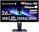 Dell AW2725D 26.7インチ 有機EL Alienware ゲーミングモニター(無輝点3年保証/QHD/QD-OLED,抗反射/DP 1.4×1,HDMI×2/DCI-P3 99.3%/縦横回転,高さ調整/0.03ms,280Hz/G-SYNC Compatible,AMD FreeSync Premium Pro,DisplayHDR True Black 400)