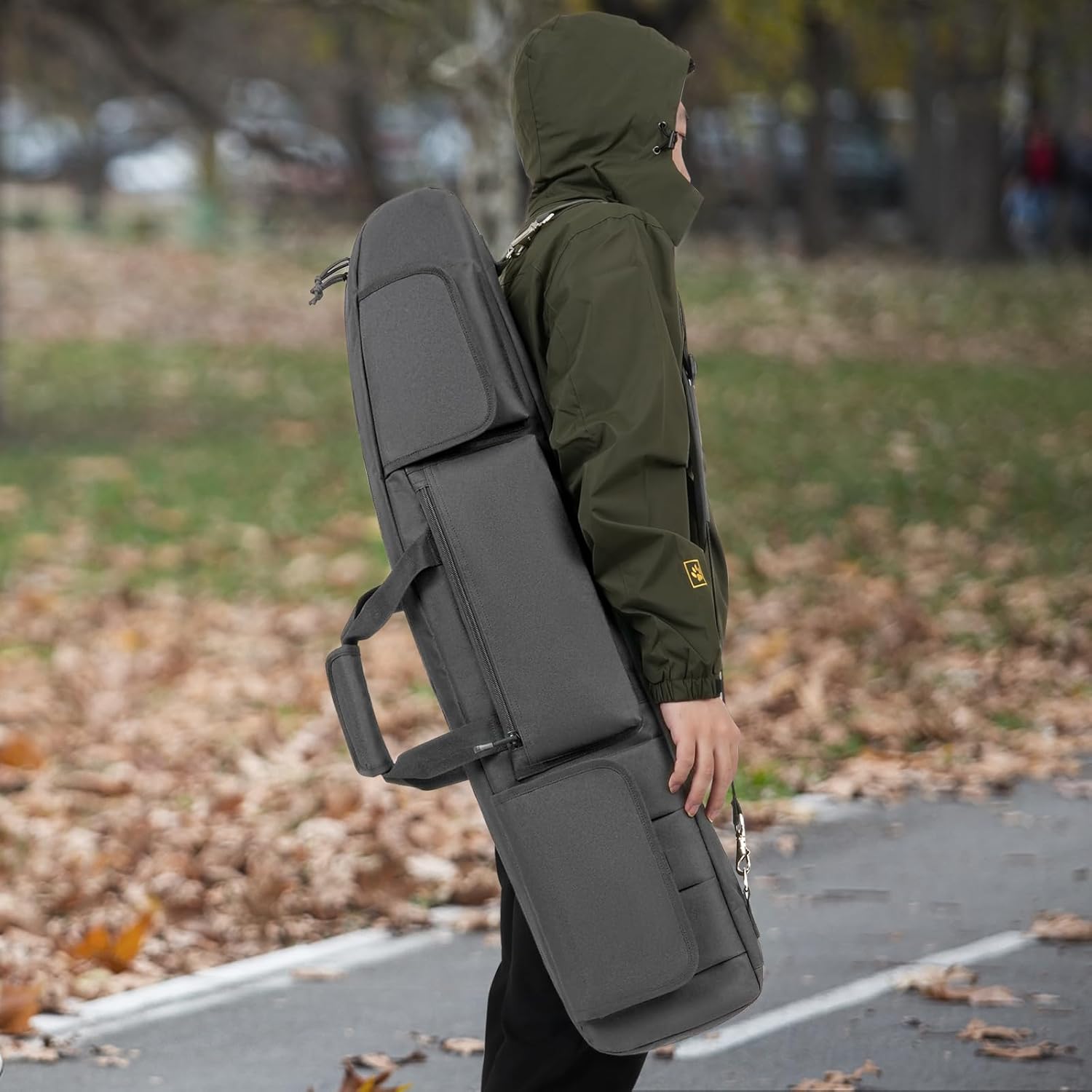 DULCE DOM Double Rifle Case 36 38 42 44 48 inch, Tactical Backpack for Range & Hunting, Soft Gun Bag with Movable Divider, Multiple Magazine & Accessory Pouches