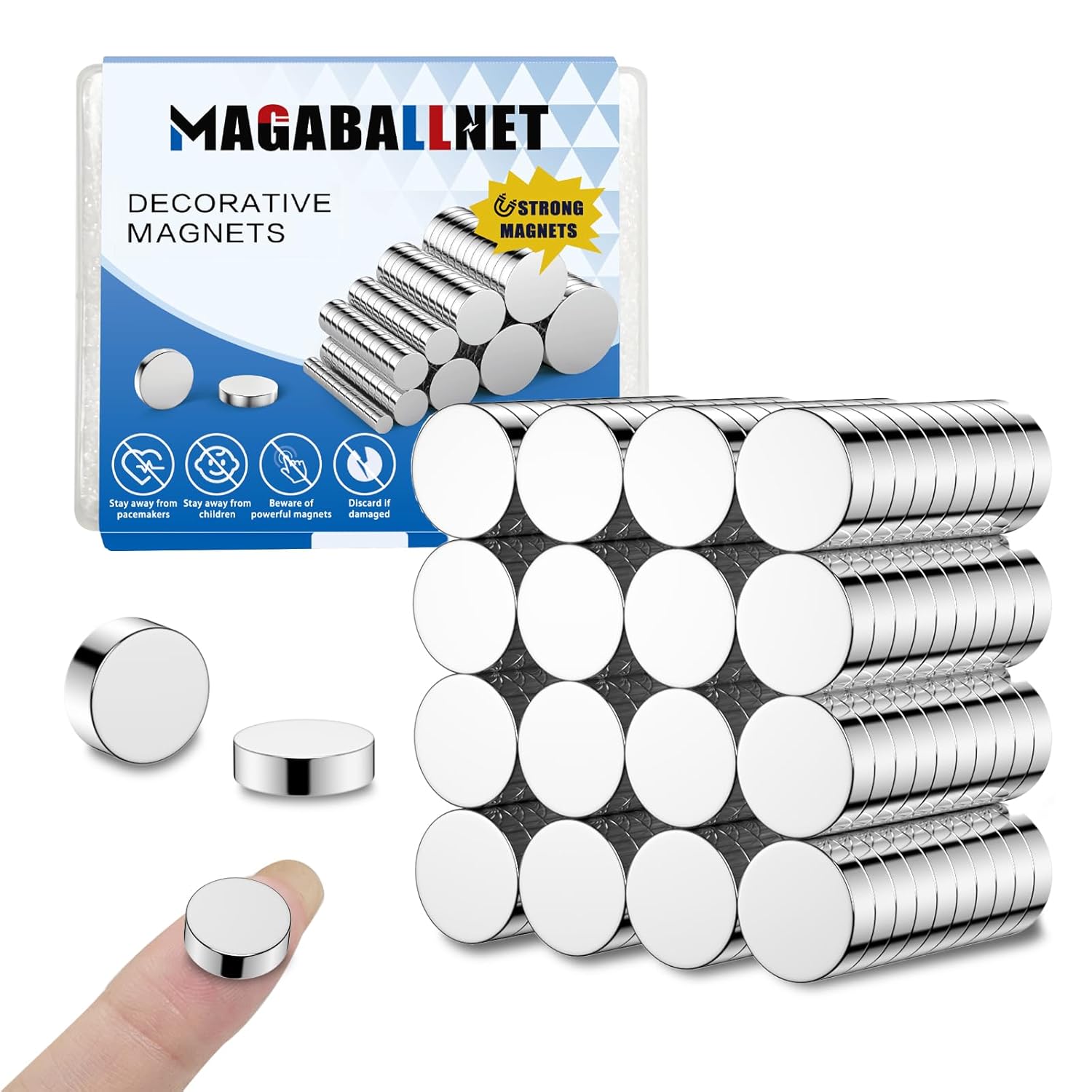 60 Pack 12×3mm Strong Magnets, Neodymium Magnet, Small Magnets for Crafts, Refrigerator, Whiteboard, DIY, Office, Door, 3D Printer