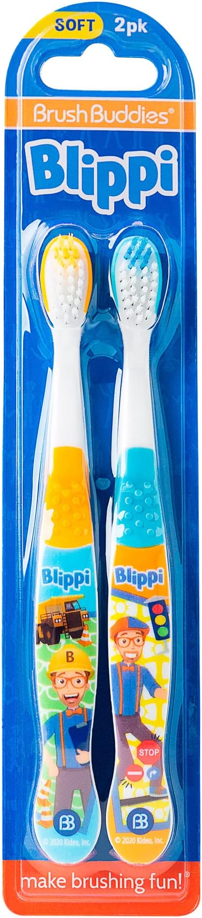 Brush Buddies Blippi Kids Toothbrush Manual Toothbrush for Kids 2-4 Years Old Toothbrush Blippi Kids Toothbrush Soft Toothbrush Pack of 2