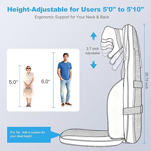 Miniatura 6 de Shiatsu Masajeador de cuello y espalda con calor, amasado 3D y vibración, cojín de masaje de espalda completa para aliviar la rigidez muscular,