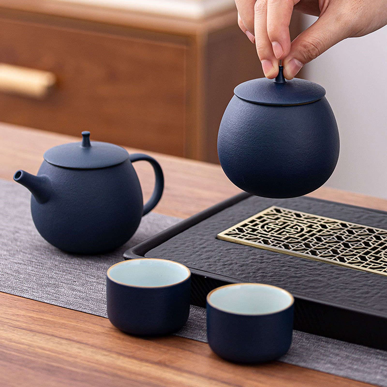Marineblaues Kaffeedosen-Set – stilvolle Aufbewahrung für Frühstück, Nachmittagstee und Backutensilien – langlebige Schalen für Mehl und andere trockene Waren