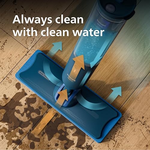 Philips OneUp 3000 Series Electric Mop - 2X Cleaner Floors², 2X Faster Mopping, Cordless With 360° Rotating Hinge, Washable Reusable Pads, Long-Lasting Battery (XV3101/01) - 2