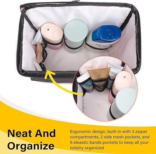 Miniatura 5 de Bolsa de ducha con bolsillo para teléfono, extra grande, portátil, de malla, para colgar en el baño, para dormitorio universitario, viajes,