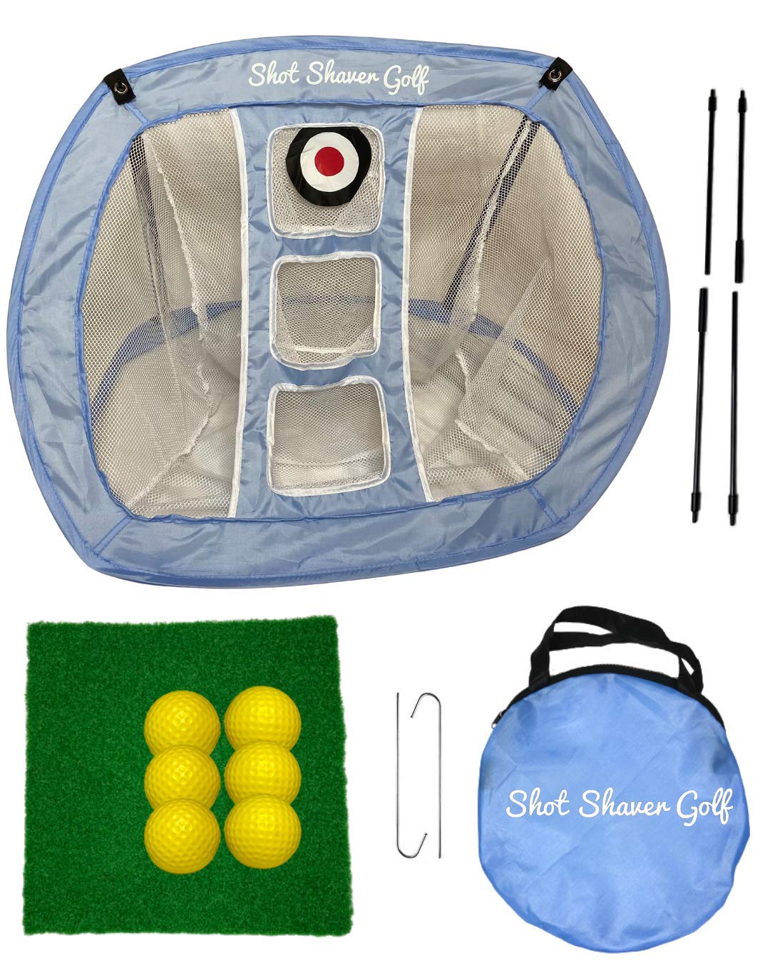Golf Chipping Net with Turf Hitting Mat and Practice Balls by Shot Shaver Golf Complete