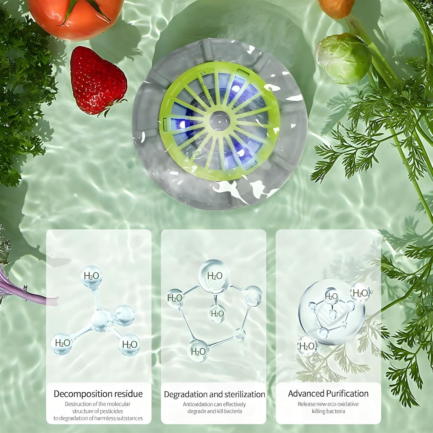 Efficient Portable Fruit and Vegetable Washers, Waterproof Vegetable and Fruit Cleaner Machine with USB Charging, for Cleaning Fruit, Grain, Meat (Charging (Rotation + Purification))