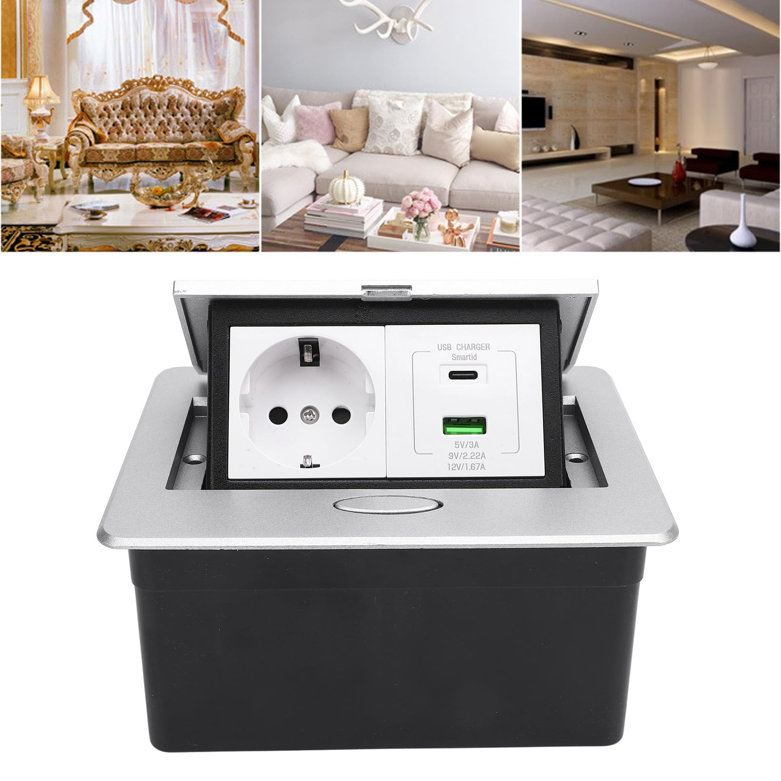 CHICIRIS Recessed Power Strip with USB A and C Ports Compact and Stylish