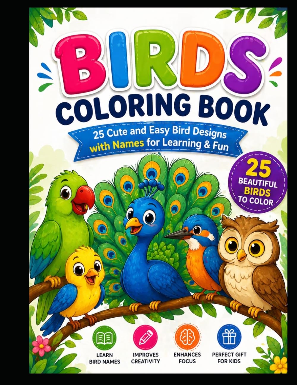 Birds Coloring Book: Discover, Learn & Color Beautiful Birds!