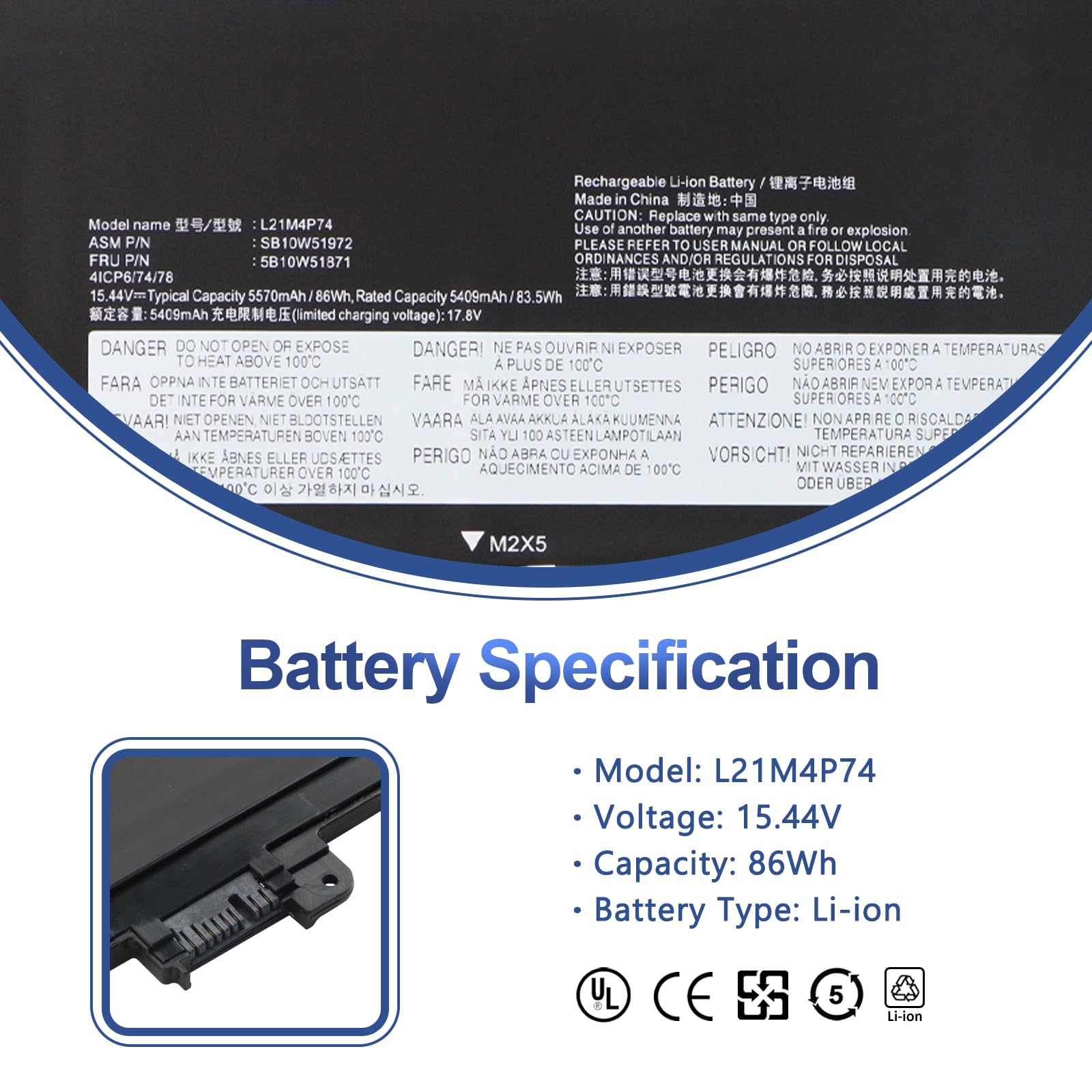 Amazon.com: ANTIEE L21M4P74 L21C4P72 Laptop Battery Replacement
