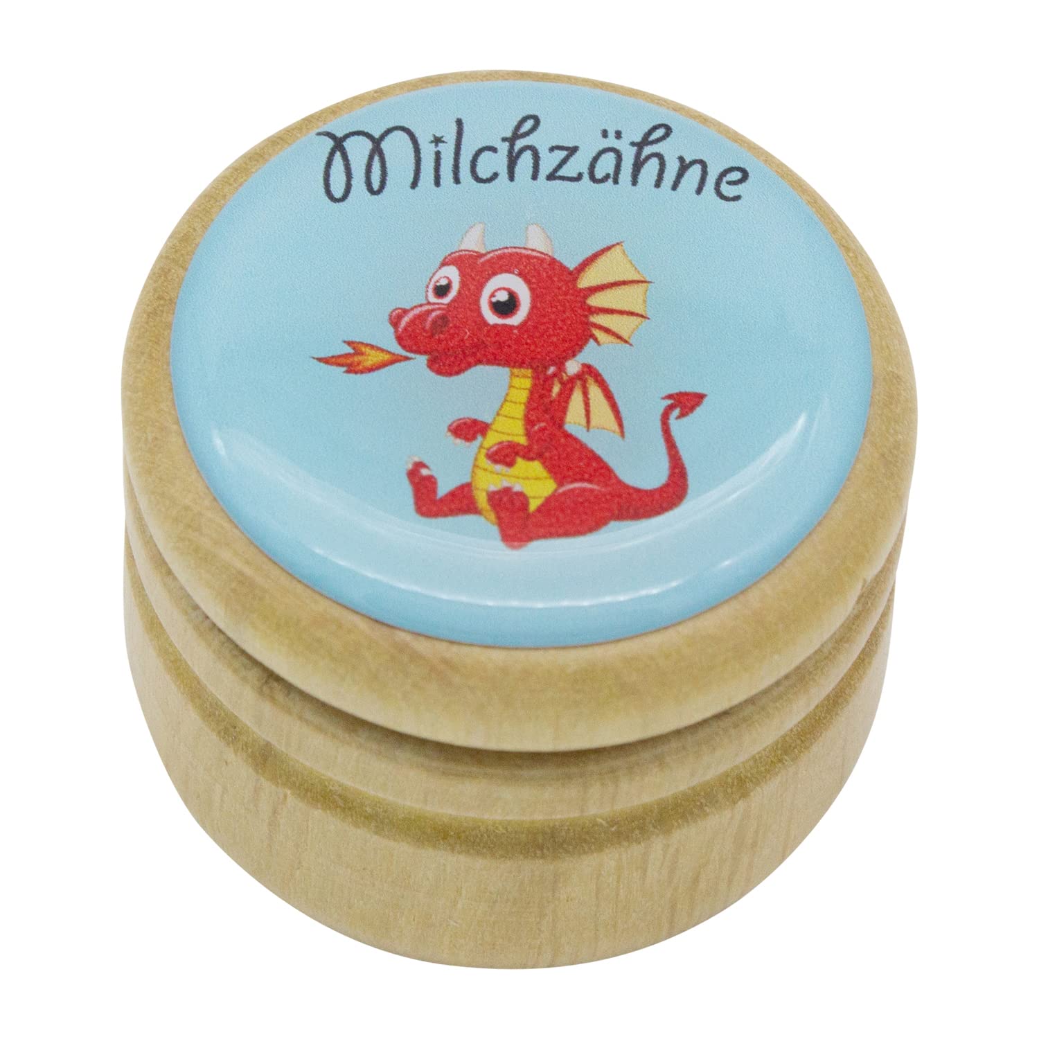 GICO Milk Tooth Box Milk Teeth Picture Box with Various Designs Made of Wood for Boys and Girls with Screw Closure 44 mm (Dragon)