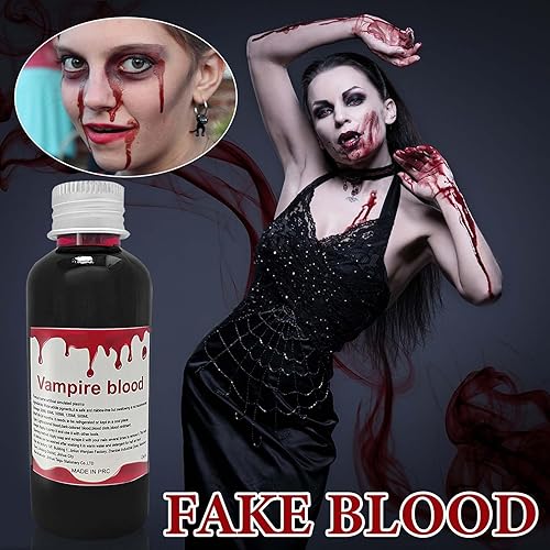 Miniatura 2 de Sangre falsa lavable, 2.1 oz realista de Halloween líquido líquido de sangre para maquillaje en escenario, maquillaje de sangre falsa de Halloween