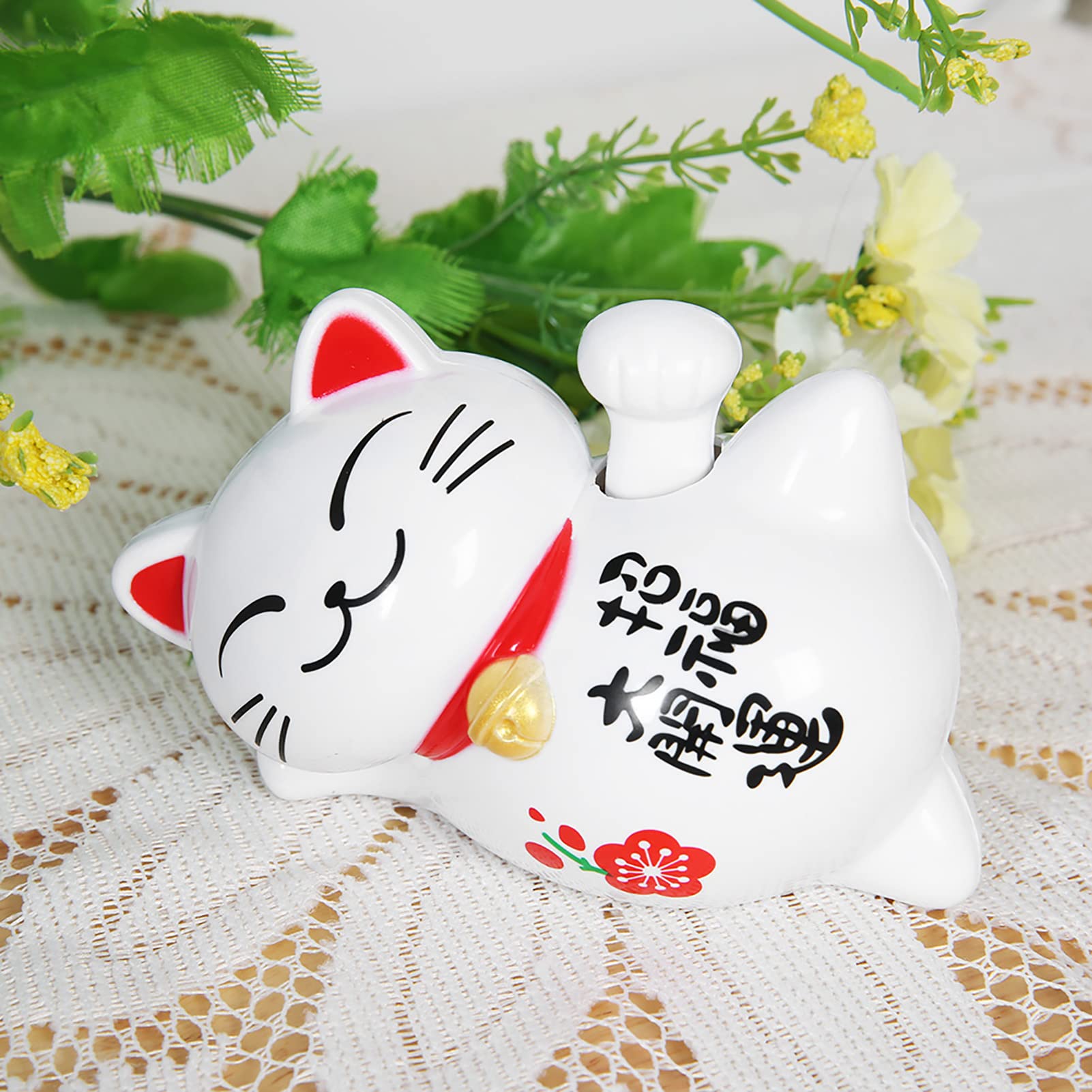 Deosdum Solar Powered Adorable Lazy Lying Waving Beckoning Fortune Lucky Cat Car Accessories (Good Luck)