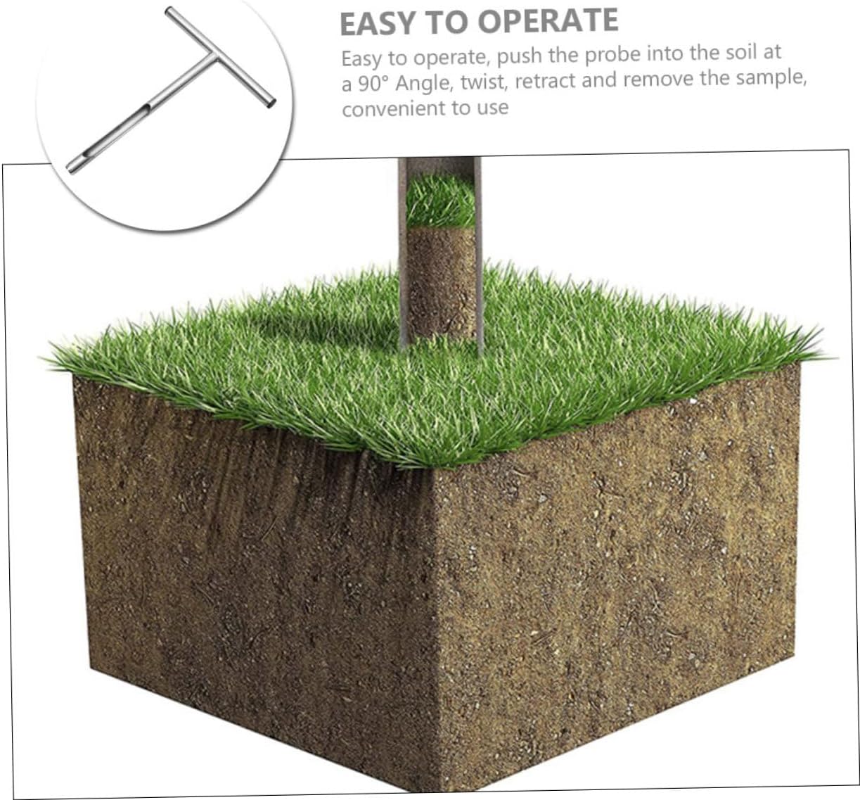 Stainless Steel Soil Sampling Tool with T Handle Heavy Duty Soil Probe for Easy Soil Testing Long Skid Design for Convenient Use Gardens and Lawns