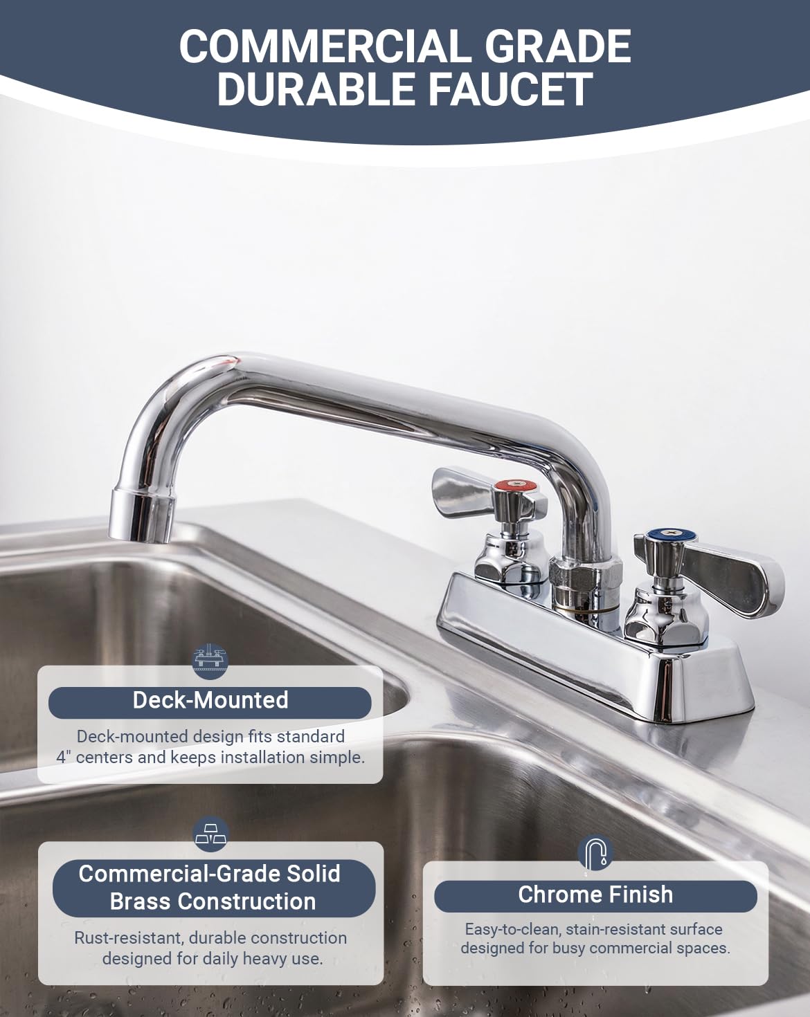 4" Laundry Sink Faucet - Chrome Finish -9