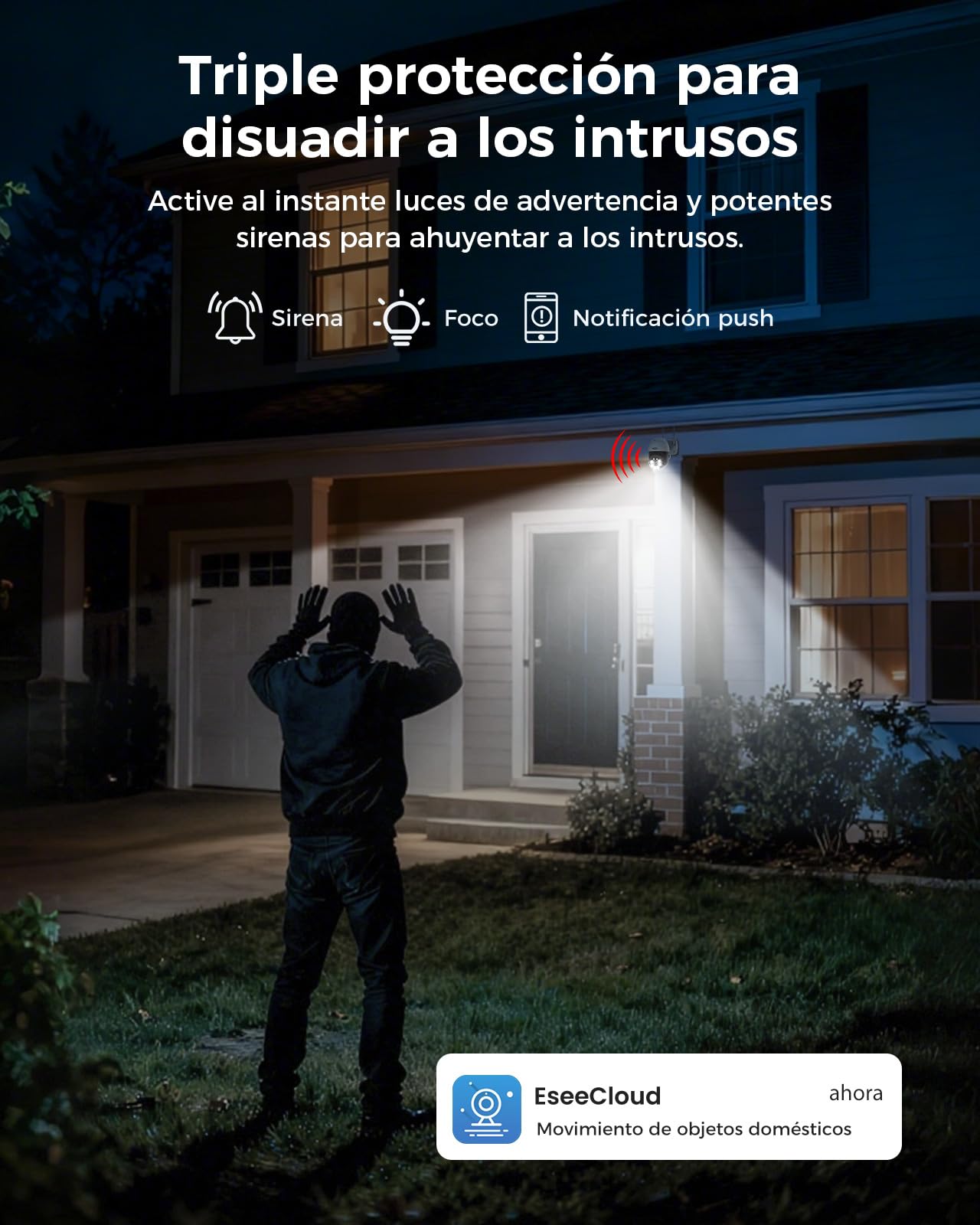 Hiseeu 4K 8MP Cámara de Seguridad Exterior, PTZ WiFi Seguimiento Automático, Visión Nocturna a Color, Zoom Digital, Vigilancia 360°