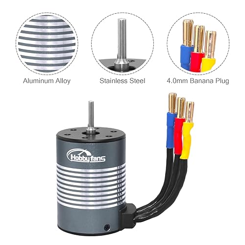 Miniatura 6 de Hobby Fans Impermeable 3650 4300KV 0.125 in Eje Motor sin escobillas para 110 RC Racing Car Off-Road Camión, Titanio