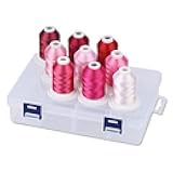 Simthread Embroidery Thread with Storage Box - 12 Options - 800 Yards/Spools 9 Rose Colors for Embroidery and Sewing Machine