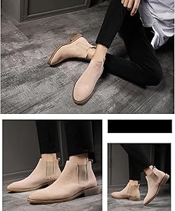 Amazon | メンズチェルシーブーツ、冬用ハイトッププラッシュブーツ