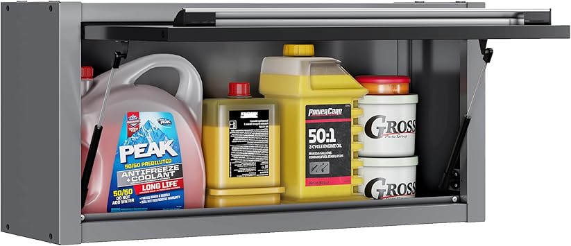 JZD Metal Wall Storage Cabinet with Up Flip Door, Hanging Steel Tool Cabinets, for Garage Workshop Office