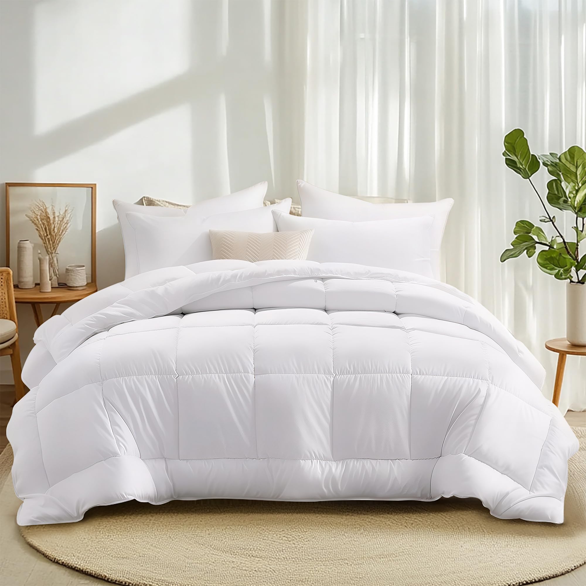 VIVA FINO Edredón Nórdico 220x240 cm para Cama 135/150,Edredón de Microfibra Suave,Transpirable y Liger,Fácil de Cuidar Cálido y Duradero para 4 Estaciones Confort Premium Blanco