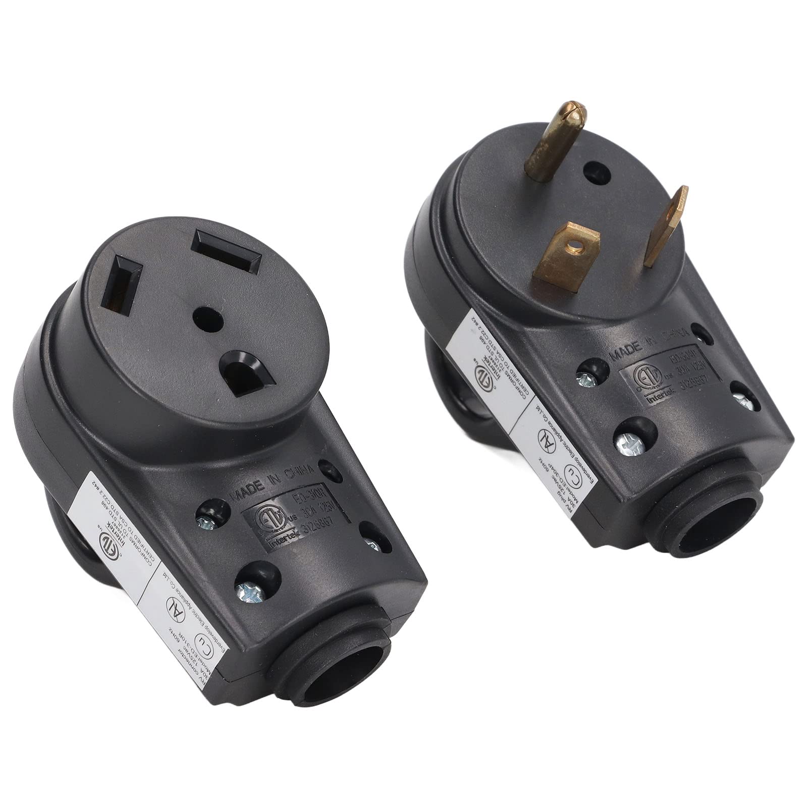 30 Amp RV Replacement Plug Set – Male & Female Receptacle With Ergonomic Handle, Weather-Resistant
