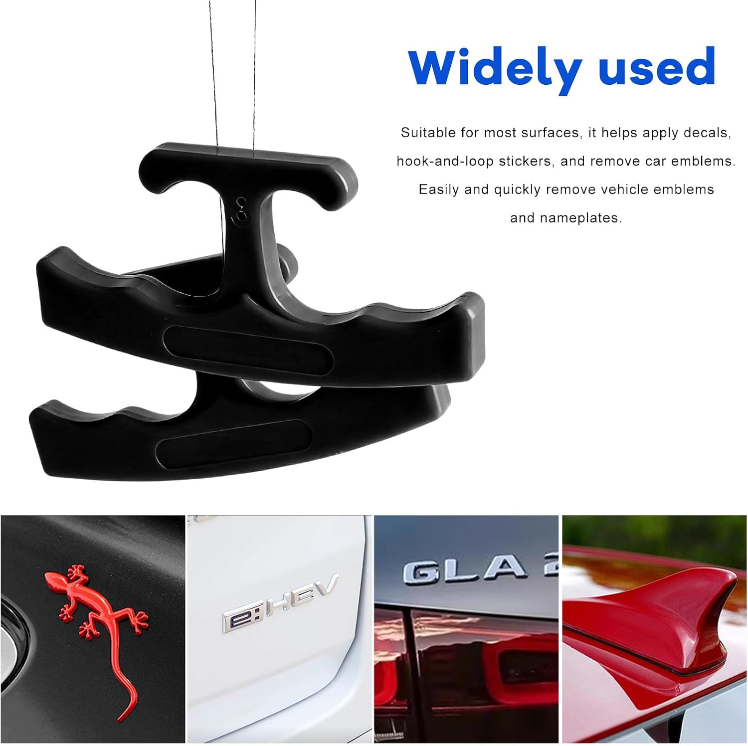 Car Emblem Removal Tool, Auto Surface Badge & Logo Removal Tool with 5M Nylon Cord, High-Strength Plateline Badge Remover Kit for Vehicle Window Film Installation (Black)