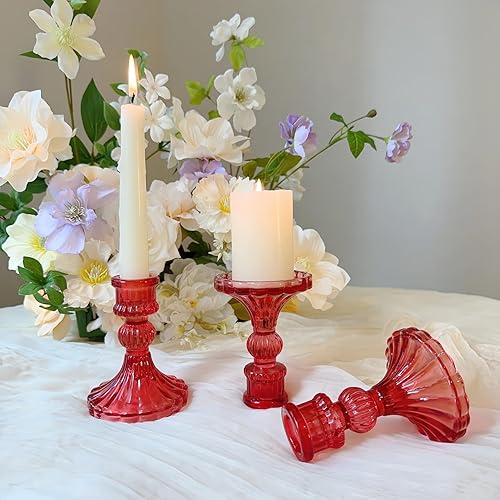 Miniatura 9 de Portavelas de cristal, portavelas cónico a rayas, juego de 6 candelabros para centros de mesa, decoración del hogar, bodas, festivales y fiestas