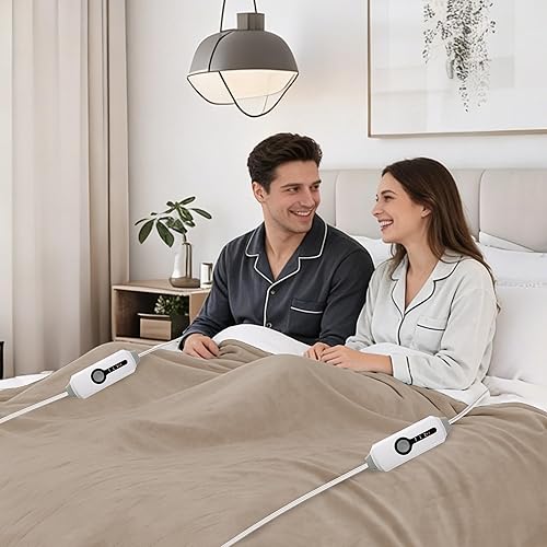 Miniatura 23 de Manta térmica eléctrica de franela Full Size de 72"x84", acogedora y cálida para toda la noche, 5 ajustes de calor y 10 horas de apagado automático,