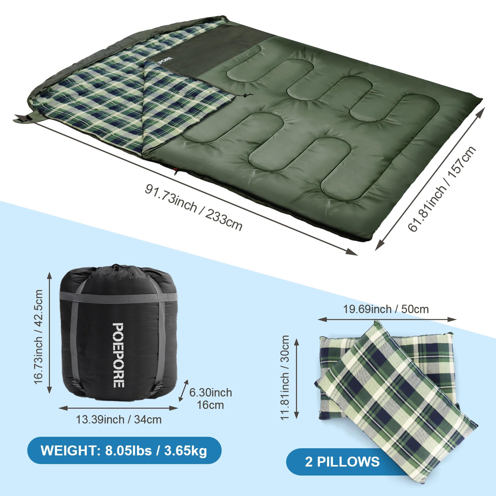 Saco de Dormir Franela Inviernos para Adultos 3-4 Estaciones Sacos de Dormir de Camping con Bolsa de Transporte para Camping Viaje Aire Libre 230 x 90CM