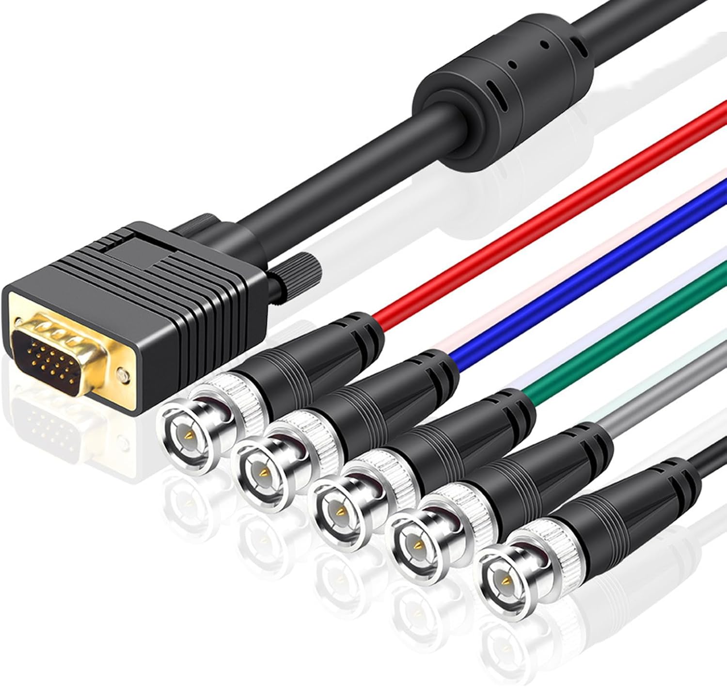 VGA に 5 BNC RGBHV ビデオケーブルオス オス接続双方向相互通信 Lcd ディスプレイビデオケーブル