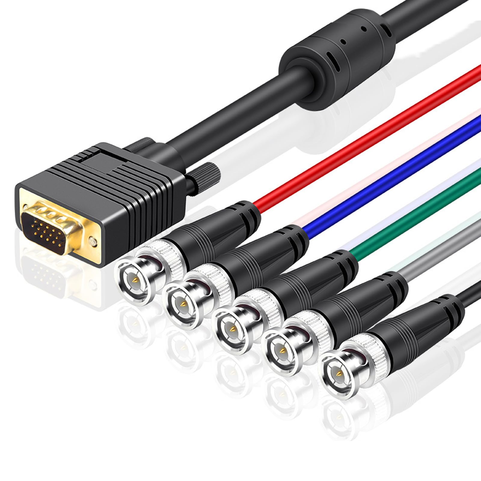 Cable de vídeo de 5 BNC RGBHV para pantalla LCD, conexión masculina bidireccional VGA