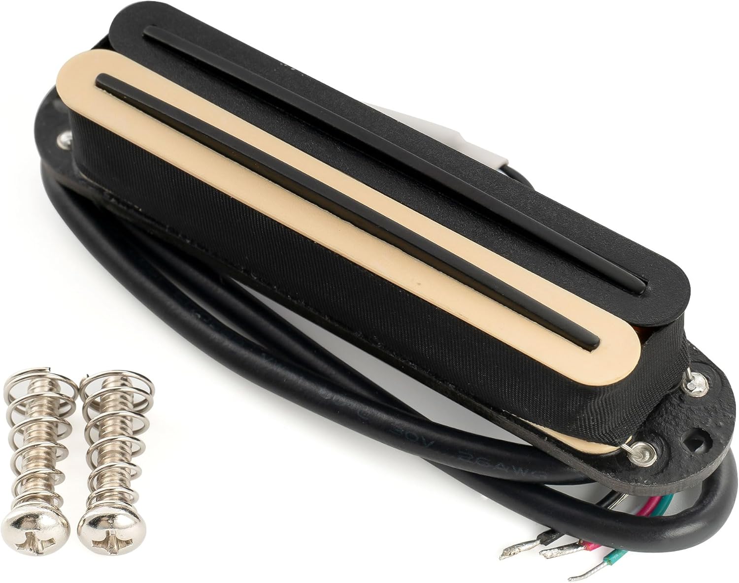 Musiclily Pro ST-DPLA Alnico 5 Dual Single Coil Sized Humbucker Pickup 6.2K for Strat Style Electric Guitar, Zebra Body Black Rail