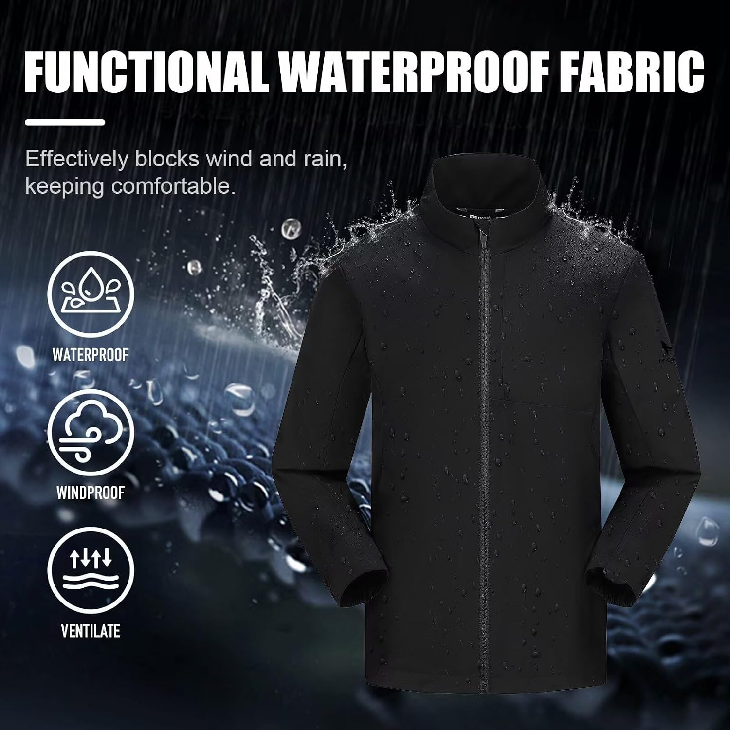 TYSON WOLF Men's Rain Jacket Waterproof Lightweight Rain Shell Raincoat for Golf Hiking Travel Cycling Windbreakers