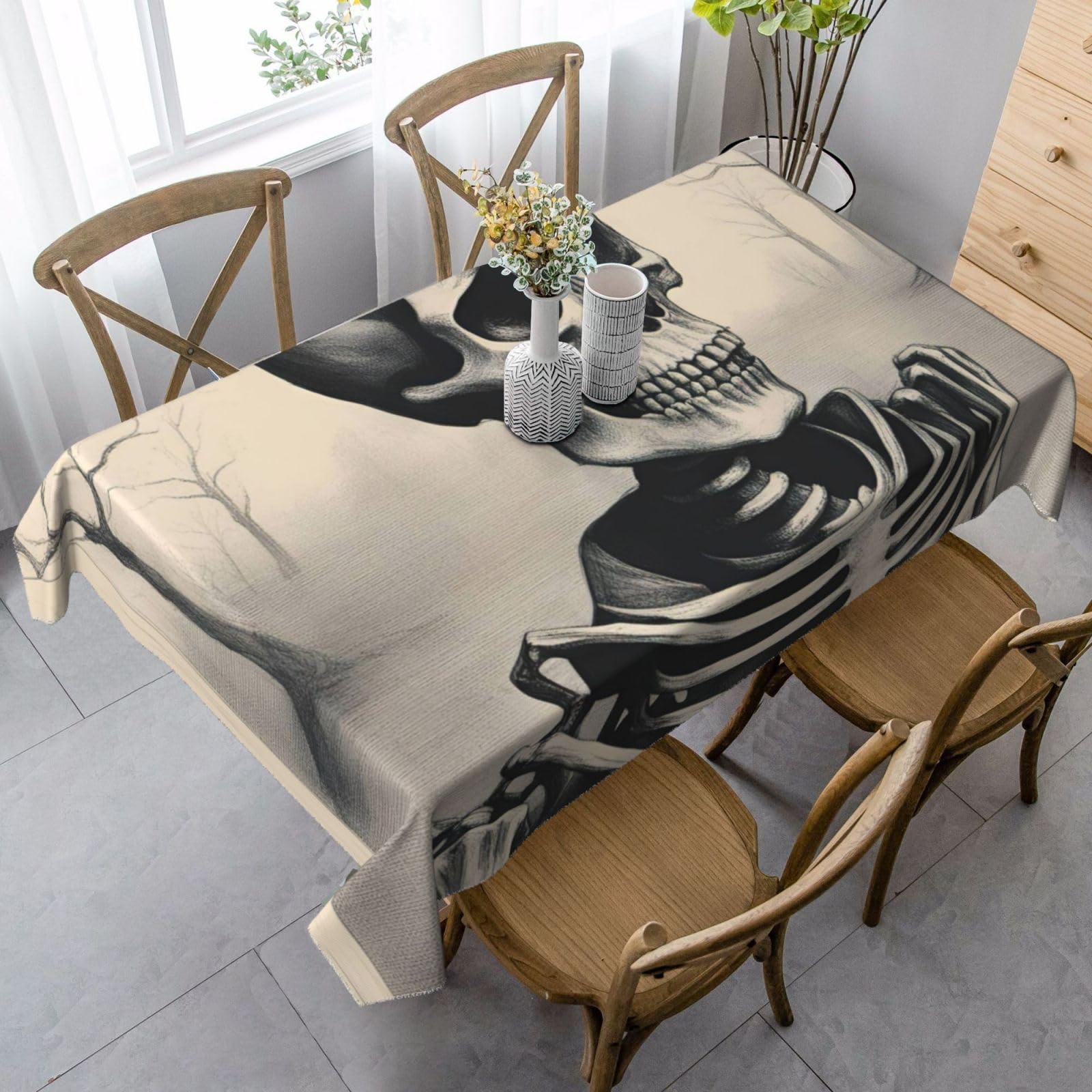 Nappe impression de squelette intéressante nappe rectangle jardin