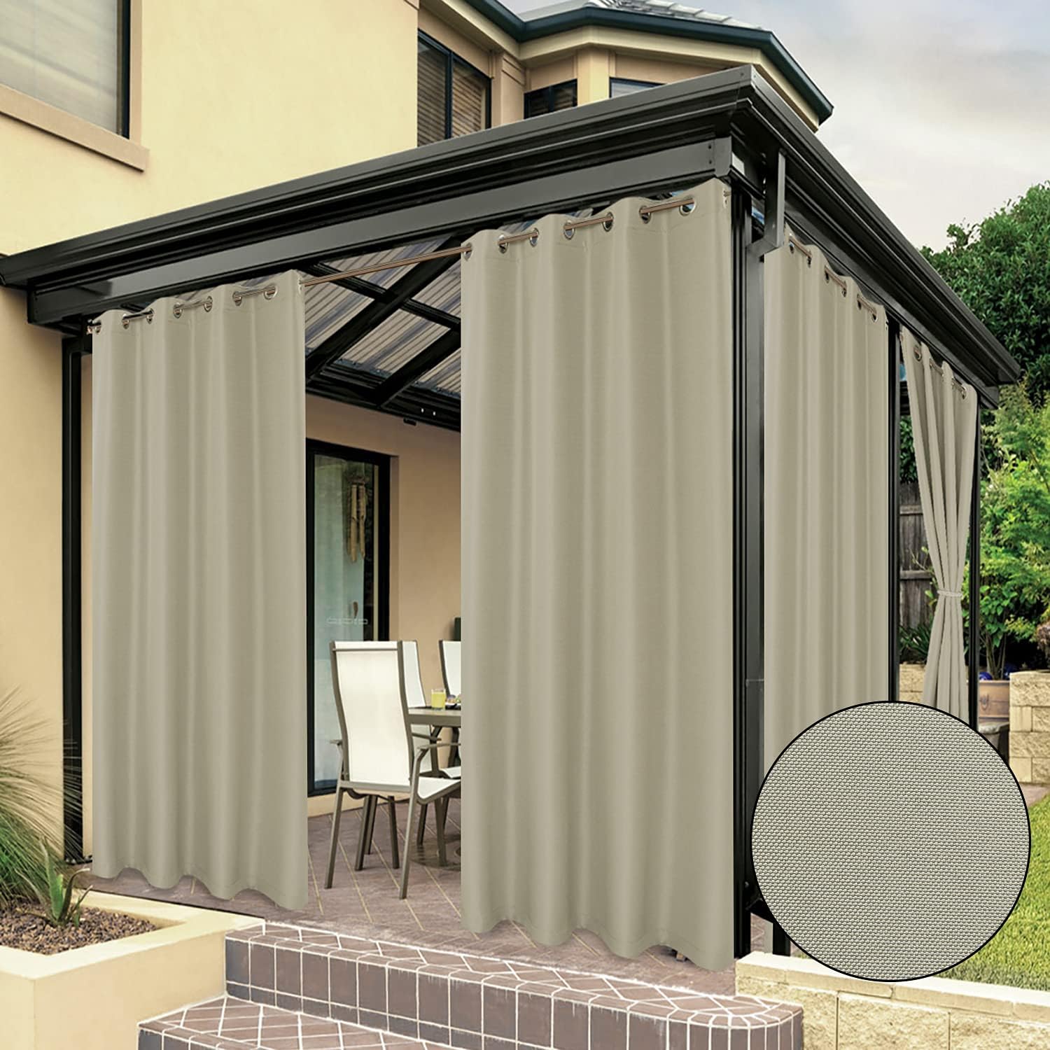 BONZER Waterproof Indoor/Outdoor Curtains for Patio Thick