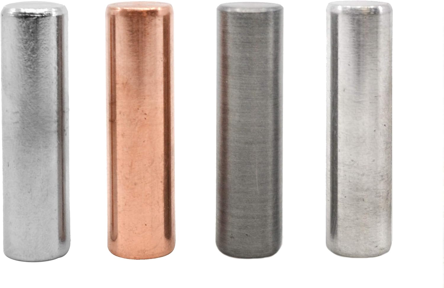 EISCO 4pc Metal Cylinder Set - Aluminum, Zinc, Copper & Steel - 1.5" x 0.4" - for Density Investigation, Specific Gravity & Specific Heat Experiments