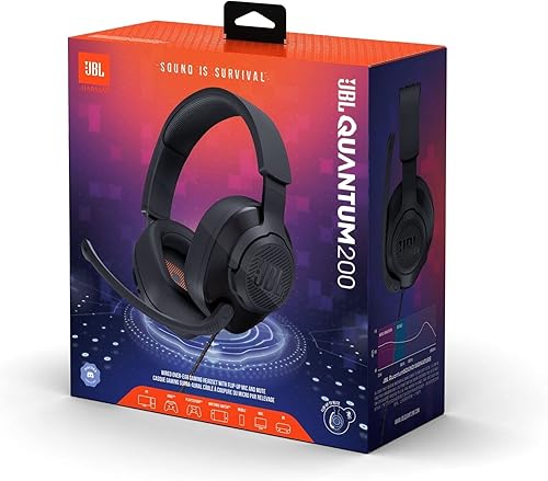 Miniatura 12 de JBL Quantum 200 - Wired Over-Ear Gaming Headset with Voice Focus Directional flip-up mic and Memory Foam Ear Cushions (Black) (Pack of 4)