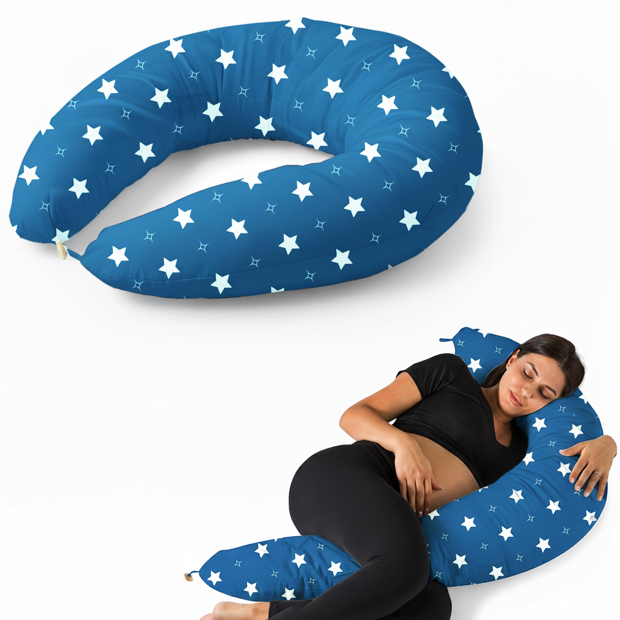 Cuscino Gravidanza e Allattamento per Dormire di Lato per Donne Incinta Idea Regalo per Neo Mamme con Federa in 100% Cotone e Morbido Riempimento Accessorio Full Body Premaman per un Sostegno Ottimale