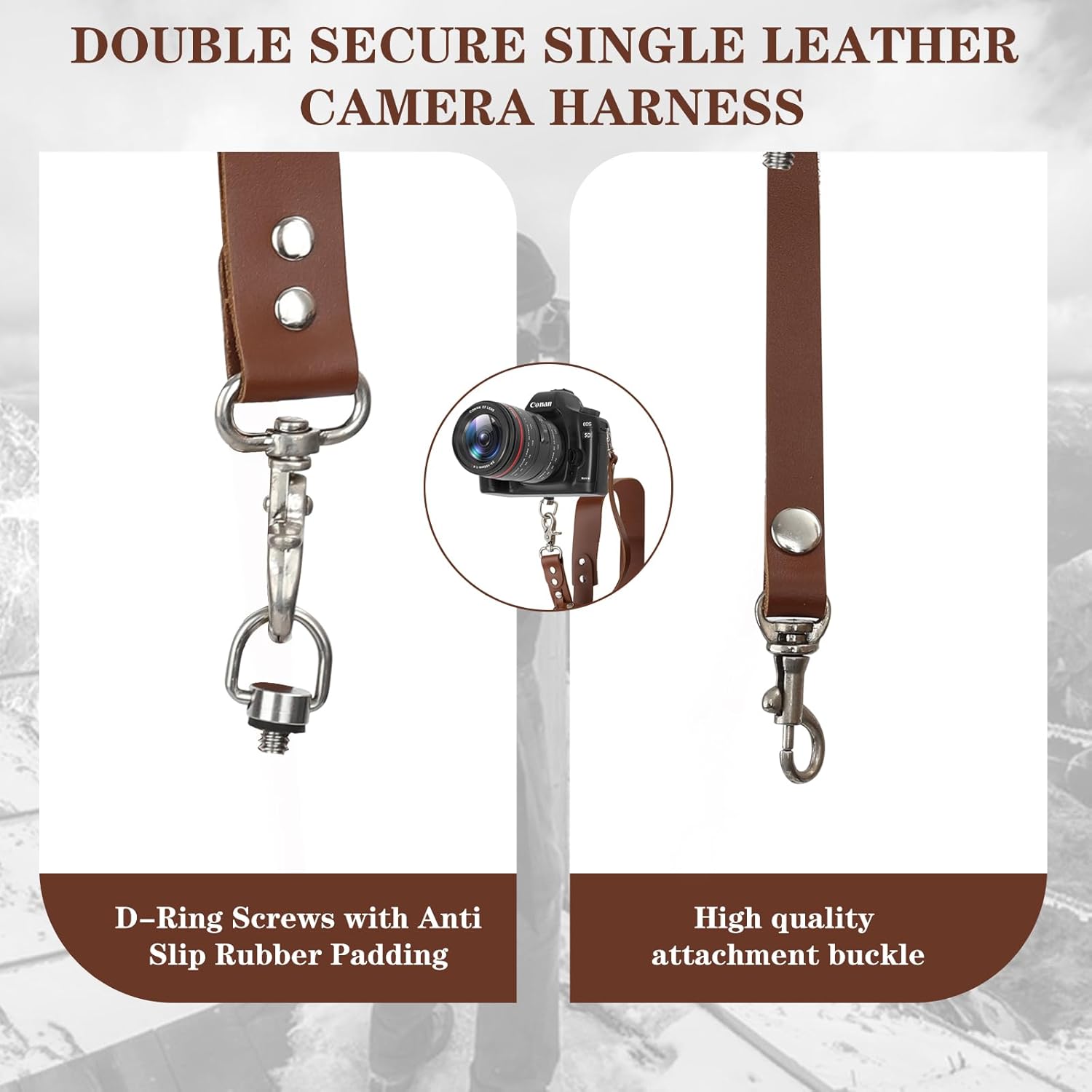 Single Camera Harness Strap for 1 Camera,Leather Camera Strap for Photographers,Leather Camera Harness Gear DSLR/SLR