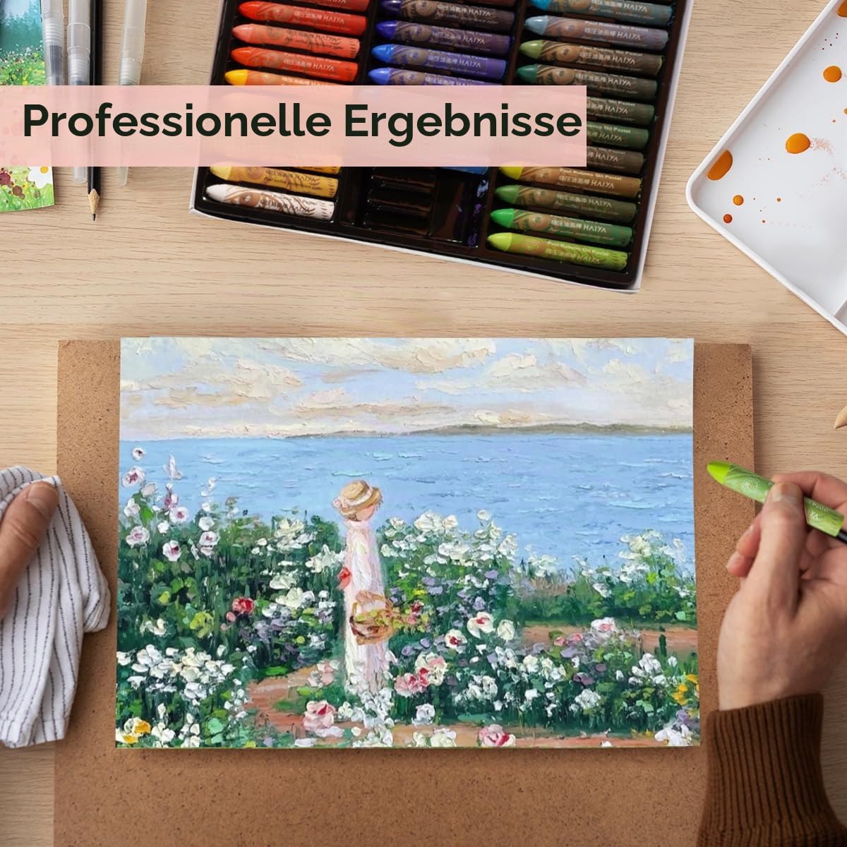 Paul Rubens Ölpastell-Kit, 72 Farben HaiYa Artist Soft Ölpastelle Lebendig und cremig, und 10 Blatt Ölpastellpapier, 1 Abdeckklebstoff, 1 Spachtel und 1 schwarzer Acryl-Marker-Stift