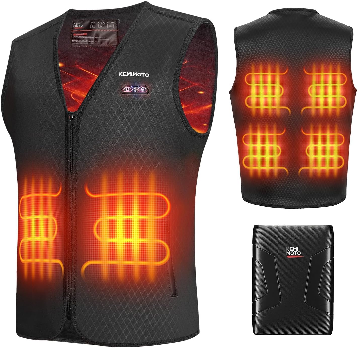 KEMIMOTO Heated Vest for Men with 10000mAh Battery, Electric Warming Vest for Hunting & Winter Sports