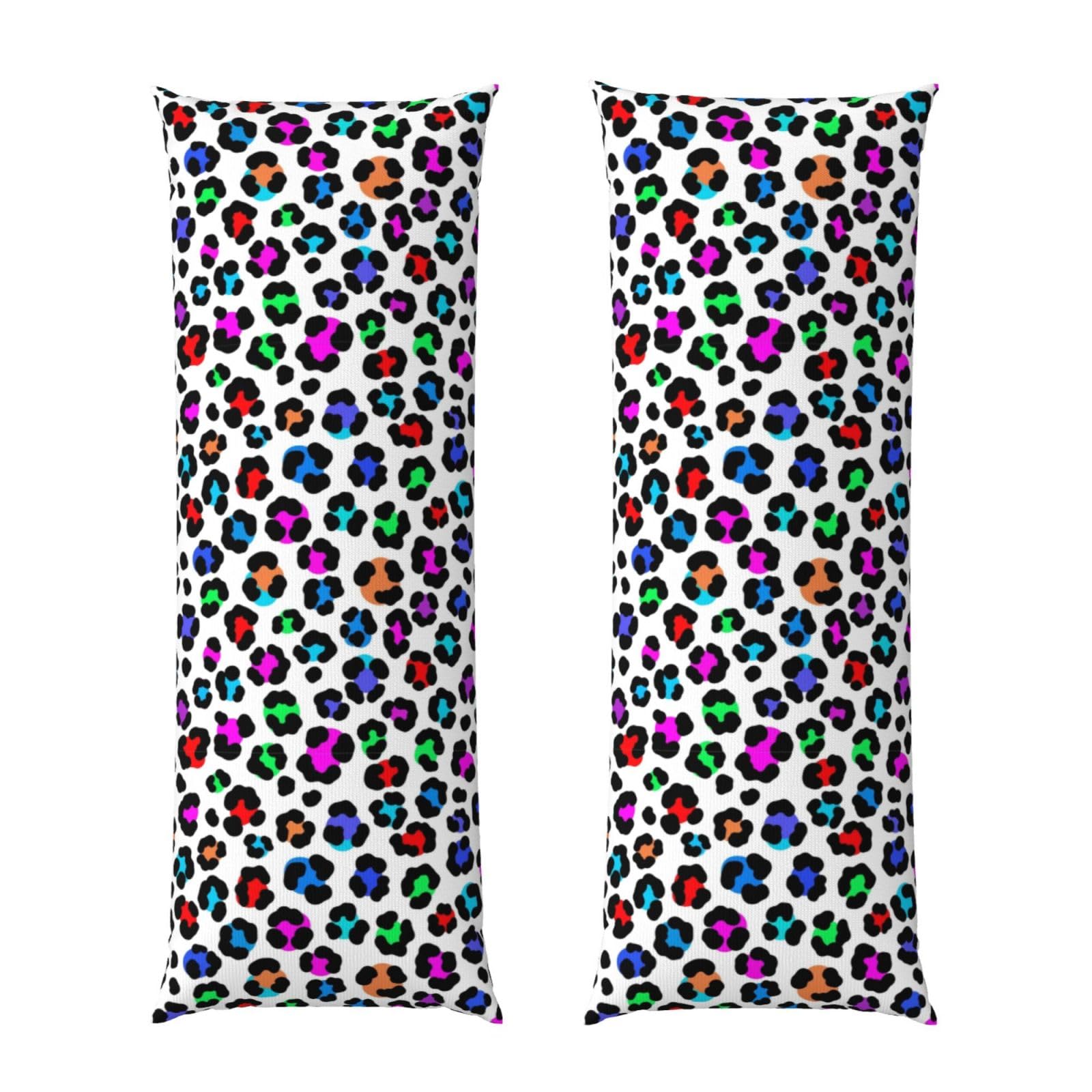 Long Body Pillow Cover 20x54, Wild Animal Colorful Cheetah Leopard, Plush Velvet Pillowcase with Zipper, Cozyffy Rectangular Case for Bedroom Couch Sofa Sleeping
