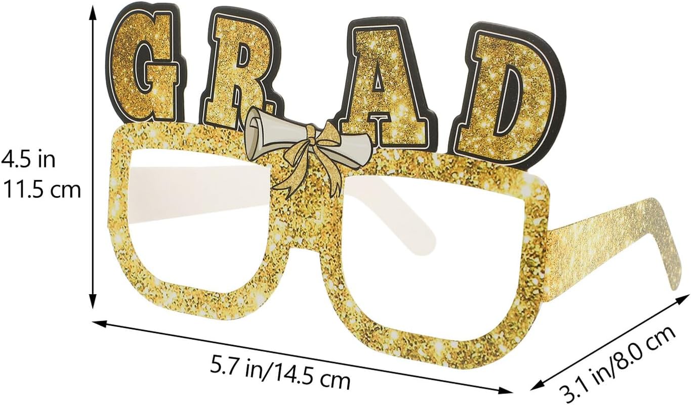 MAGICLULU Graduation Party Photo Props Paper Glasses 12pcs Set Funny Non- for Class Celebration and Photo Booth Decorations