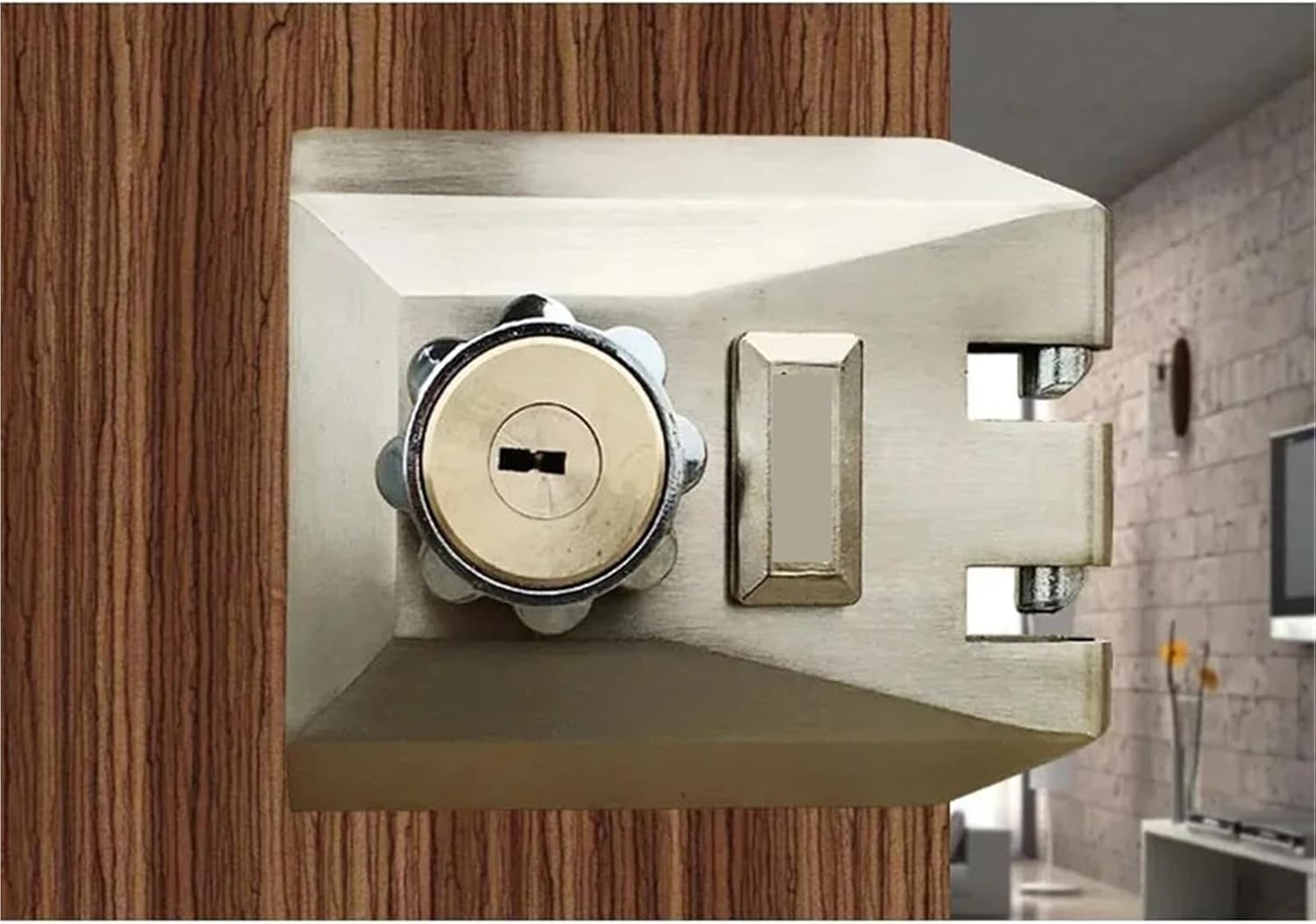 Sliding Door Steel Gate Lock Strength Wheel Hook Warehouse Iron Door Lock Automatic Latch Exterior Double Open Sliding 1Pcs