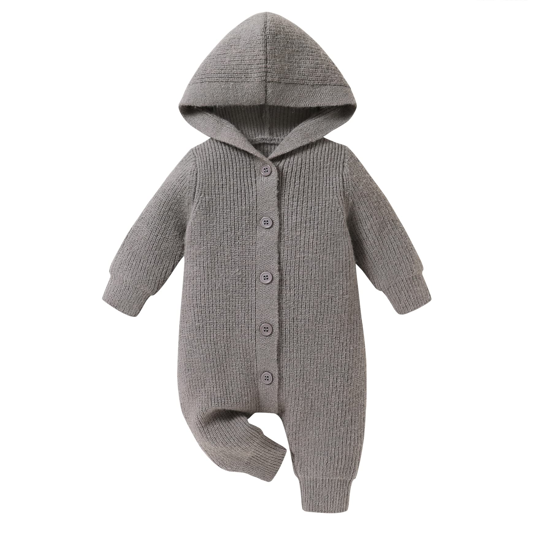 Newborn Baby Boy Girl Winter Sweater Romper Hooded Bodysuit Iumpsuit