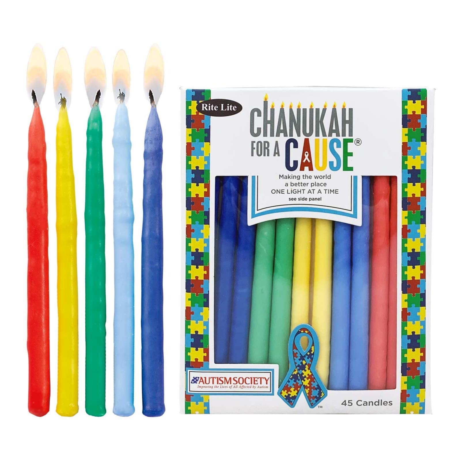 Rite LiteChanukah Candles for a Cause Hanukkah - Pack of 45 Candles for Menorah