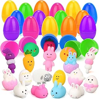 18 PCS Easter Eggs Filled with Squishy Toys, Easter Basket Stuffers for Toddler Boys Girls, Plastic Easter Eggs Filler Kaw...